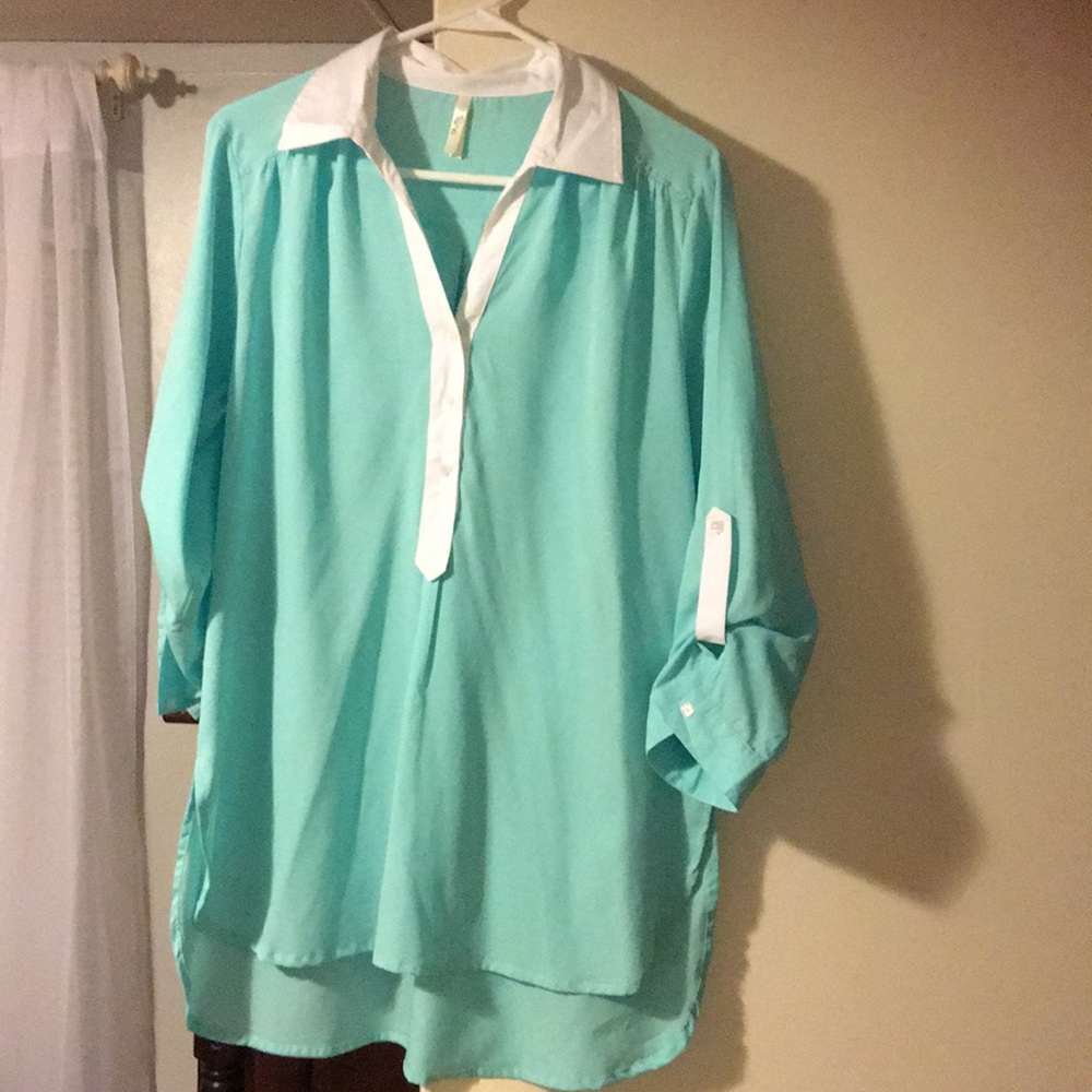 Teal long Blouse size Large